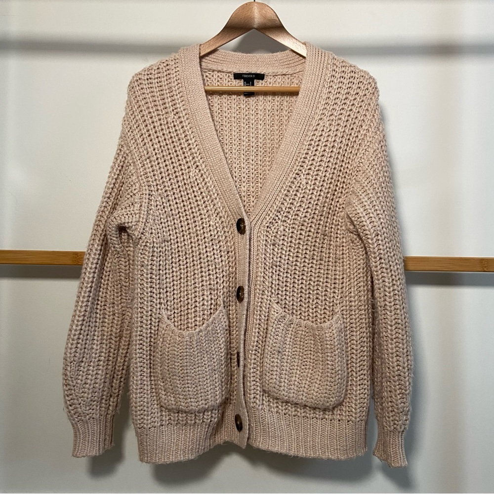 forever 21 blush pink button chunky cardigan